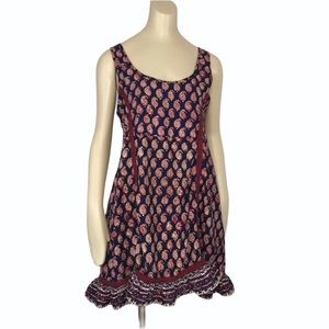 House of Harlow paisley ruffle slip over dress XS burgundy
